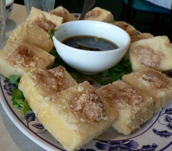 chinese style crispy tofu with garlic sauce
